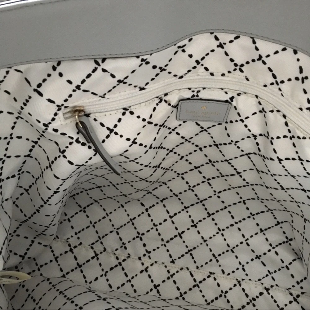 Kate Spade Cove Street Ariel Cliff Grey Silver Trim Tote Bag - Picture 4 of 12